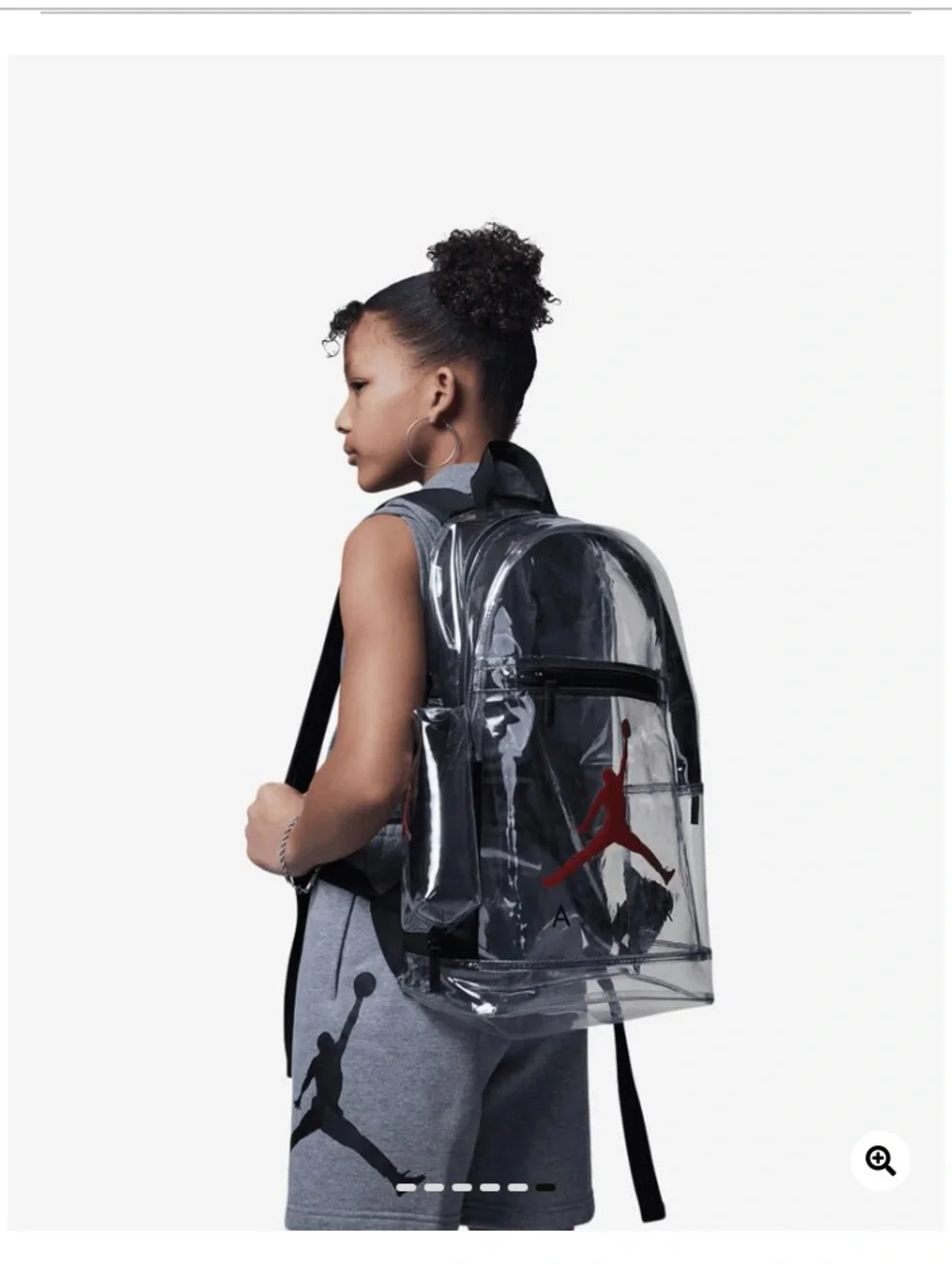 Jordan Clear Backpack with Red Jumpman and Black Trim - Picture 2 of 5
